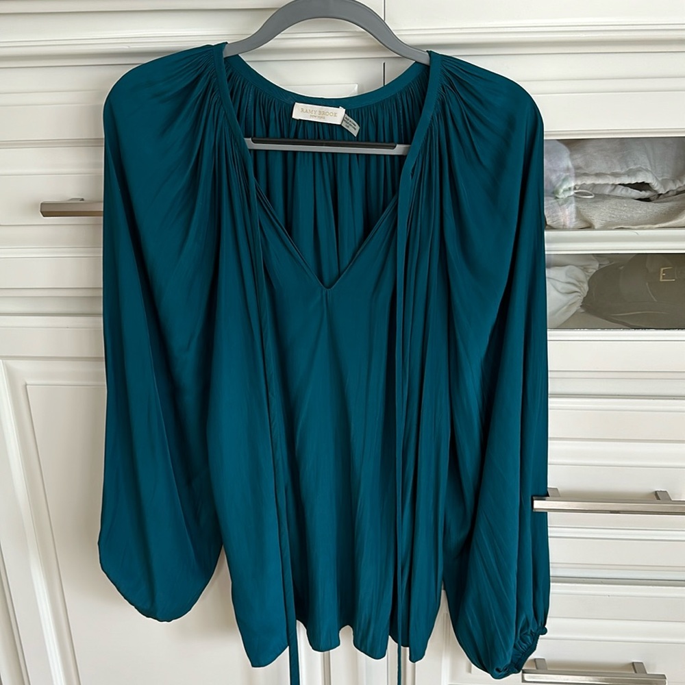 Ramy Brook New York Paris Poet Blouse in Teal Size Large